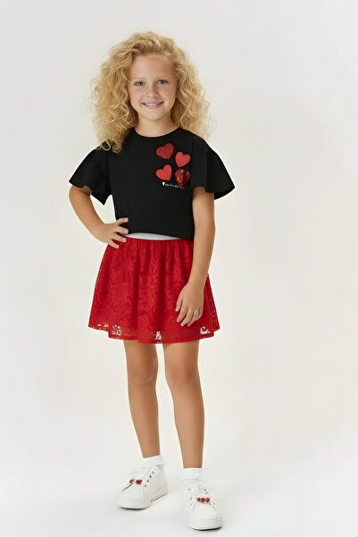 FESSHERA KİDS Fusta pentru fete cu talie elastică din dantelă și design elega...