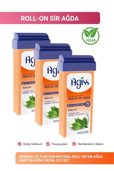 AGISS Normal Ciltler Için Roll-on Sir Ağda Kartuş Ağda Liposoluble Wax 100 ml...