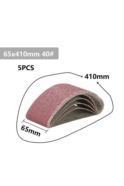 Choice 5 قطع من أحزمة الصنفرة CMCP بحبيبات 40، مقاس 65 × 410 مم، متوفرة بحبيب...