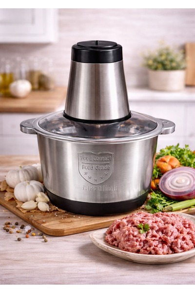 TSUMAB مفرمة طعام كهربائية من الفولاذ المقاوم للصدأ من لاكي باور - سعة 2 لتر،...