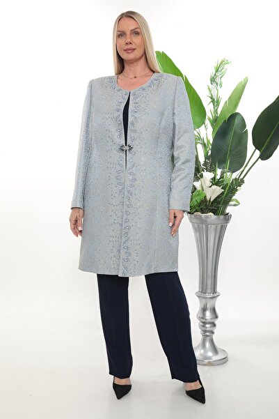 MİSS DİAMOND Elegant Stone Detailed Embroidered Navy Blue Three-Piece Trouser...