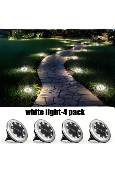 Choice White 4 Mini Solar Led Ground Lights, Outdoor Stainless Steel Rotating...