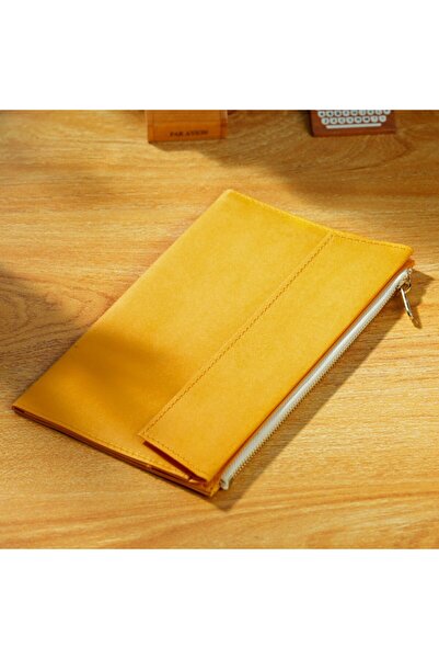 Choice Standard-Mustard Zipper File Storage Bag for Travel Notebook Washable ...