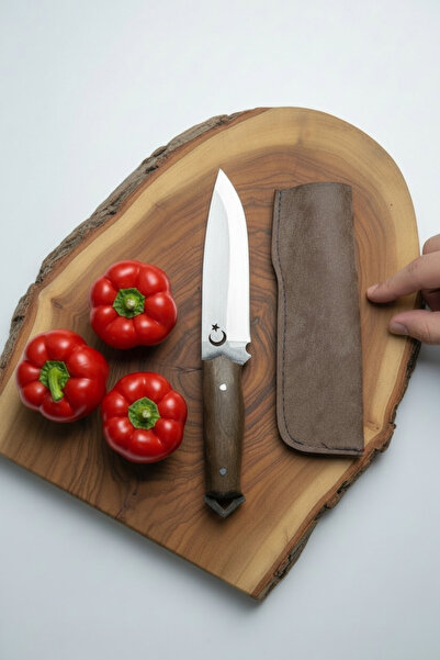 MERTCAN KNİFE Özel Tasarım Ay Yıldız İşlemeli Kamp Ve Piknik Bıçağı - Deri Kı...