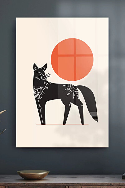 Decovetro Masă din sticlă cu model minimalist de vulpe