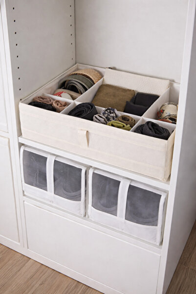 Binbirreyon 7 Gözlü Çekmece Düzenleyici Bölmeli Kutu Destekli Krem 44x35x11cm...