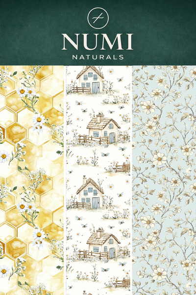 NUMI Naturals Balmumu Gıda Saklama Bezleri – Premium 3’lü Set (30×30 cm) - Country Garden Serisi