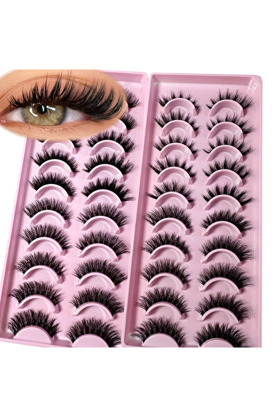 Choice 20 زوجًا من الرموش الصناعية بتصميم عين القطة المانغا، مظهر طبيعي، مع ش...