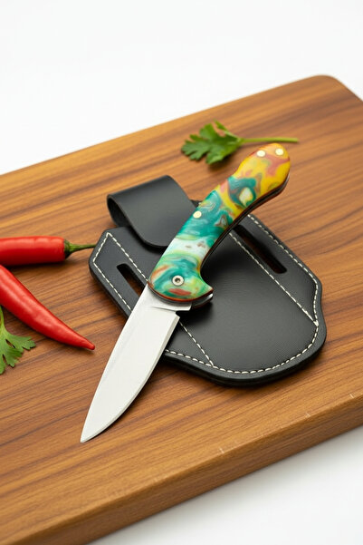 MERTCAN KNİFE Renkli Epoksi Saplı Paslanmaz Çelik Kamp ve Mutfak Bıçağı - Öze...