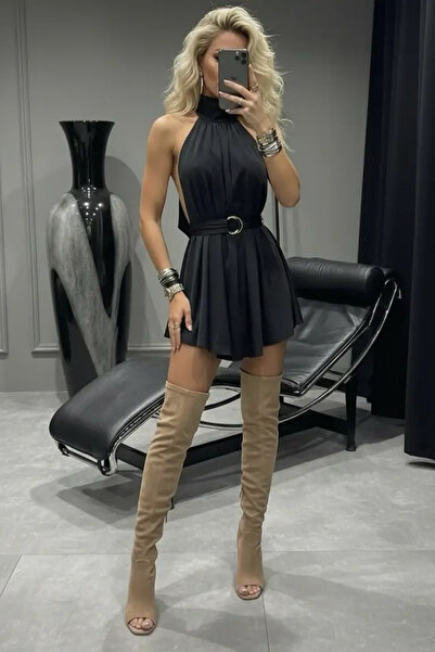 Love Fab Ασύμμετρο μίνι φόρεμα με δέσιμο στο λαιμό και ζώνη στην πλάτη