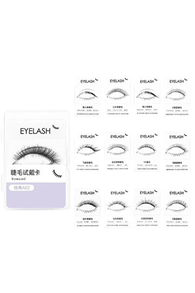 Choice A02 مجموعة بطاقات تجريبية للرموش الصناعية مكونة من 12 قطعة، لوحة عرض ا...