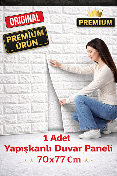 UKAB DEKOR 70x77cm (0,53 m²) Kendinden Yapışkanlı Esnek Dekoratif Sünger Tuğl...