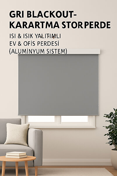Binbirperde Gri Blackout Stor Perde – Karartma, Isı & Işık Yalıtımlı, Ev & Of...