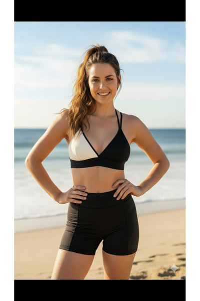 LoremLavida Spor Bikini Üstü Pedli Çift Askılı ve Çift Katlı Göğüs Ucu Belli ...