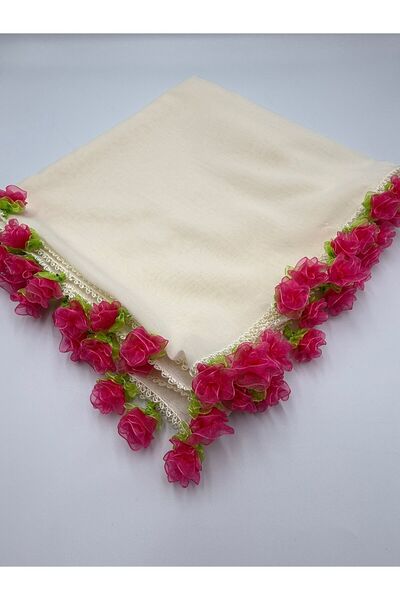 Şatilli Handmade İğne oyalı ve kurdele oyalı el emeği yazma 100x100 dört kena...