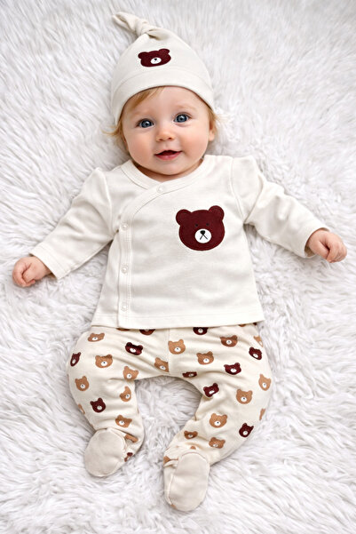 Linda Harris Little Bear Krem 5’li Yenidoğan Unisex Bebek Hastane Çıkışı Seti