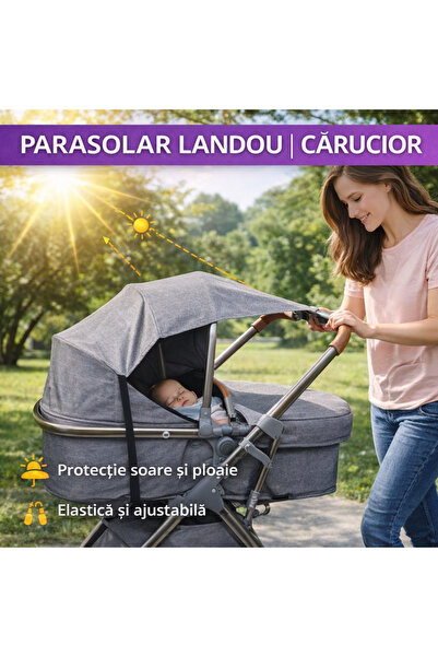SMARTECH Parasolar, Protectie pentru Landou si Carucior, 72 cm, Gri