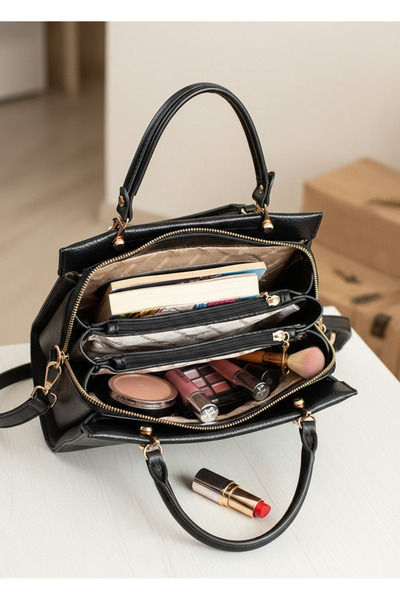 Çanta Trend Τσάντα ώμου με μακρύ λουράκι από συνθετικό δέρμα με 5 θήκες (Πλάτ...