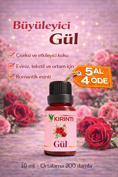 KIRINTI 2000 Gül Kokulu Esansı 10 ml – Buhurdanlık, Difüzör ve Oda Kokusu