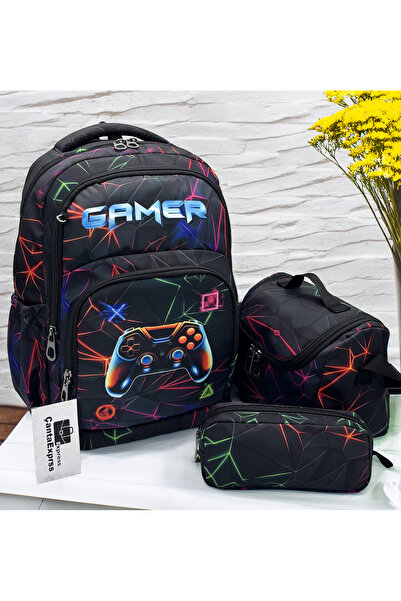 ÇantaExpress Set de 3 rucsacuri pentru băieți, cu model cu personaje, negru, ...