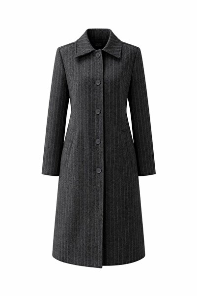 HAZELANNA Striped Black Coat