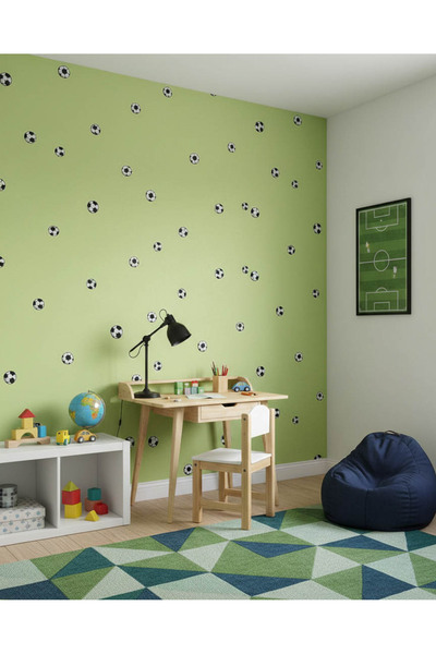 Genel Markalar Yeşil Arka Plan Futbol Topu Desen Ucuz Duvar Kağıdı 217605