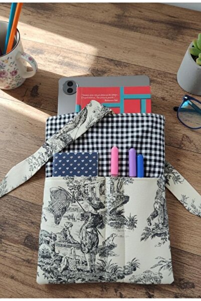 Doğa teks home Siyah vingate desen üstten bağlamalı bölmeli tablet/kitap kılı...