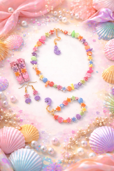 Yağmur Çocuk Kolye Bileklik Küpe Toka Seti 23 Nisan Çocuk Bayramı Seti Balık ...