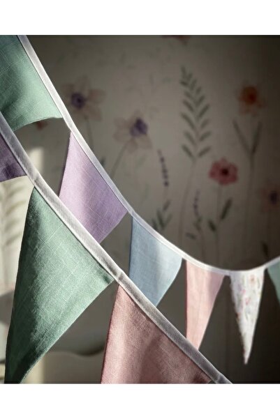 Hubb Müslin pamuk flama üçgen bayrak doğum günü flaması %100 organik pamuk 3 ...