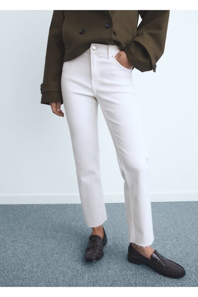 MANGO Woman Sienna flare crop jean pantolon