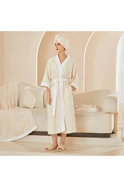 REEFI Elegant bathrobe - beige - 4/5XL
