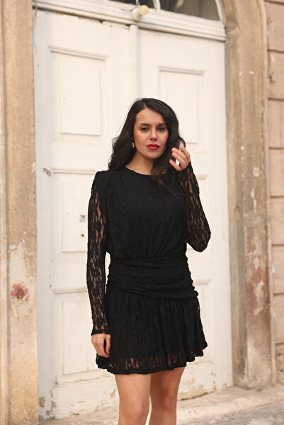 Inci Luxe Co. Vatkalı Dantel Elbise