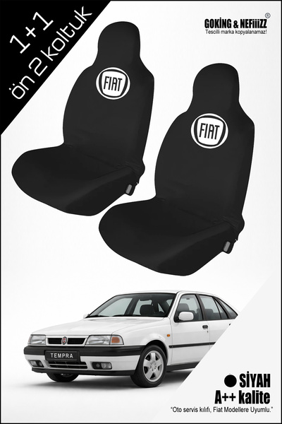 NEFİİİZZ Fiat Tofaş Tempra Servis Kılıfı Sadece Ön 2 Koltuk Penye Kumaş- SİYAH