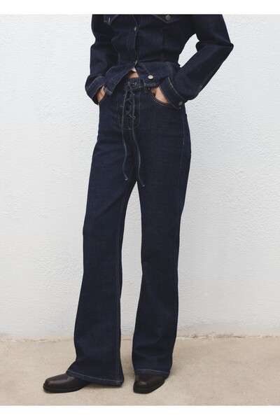 MANGO Woman Flare kot pantolon bağcıkları