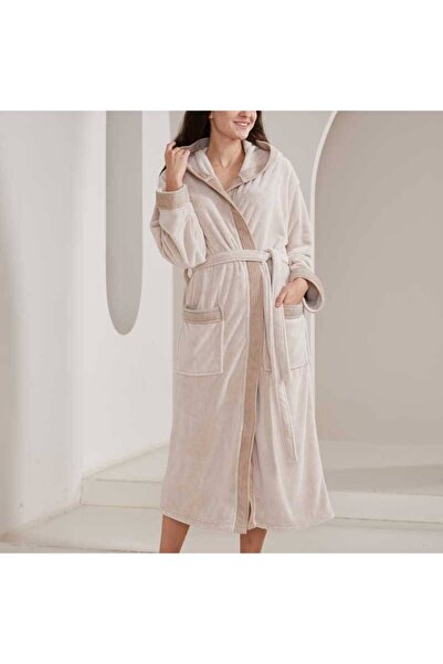 REEFI Modern hooded bathrobe - Beige - 4/5XL