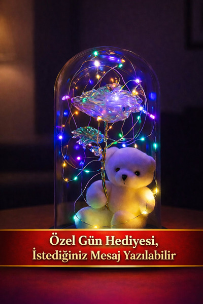 Bioren Özel Gün İçin Ayıcıklı Işıklı Fanus (Öğretmenler Günü, Anneler , Sevgi...