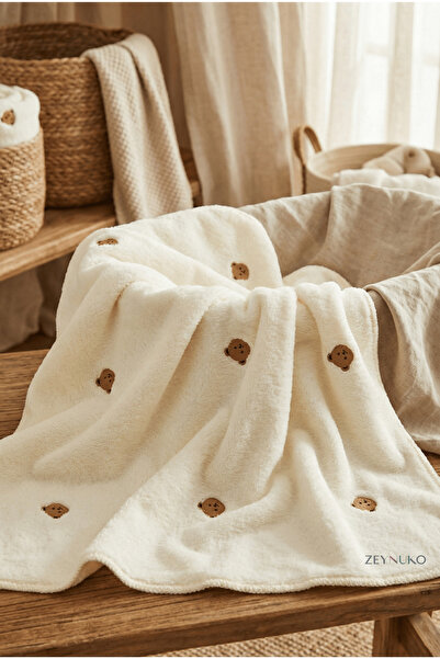 ZEYNUKO بطانية أطفال مطرزة من ويلسوفت مقاس 90*100 سم