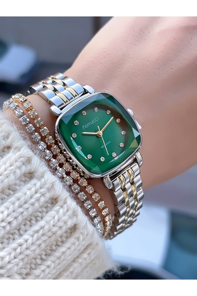 Ferrucci ÇELİK KORDON KESME CAM KADIN KOL SAATİ 3 ATM SU GEÇİRMEZ 2 YIL GARAN...