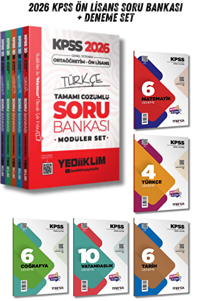 Yediiklim Yayınları 2026 KPSS Ön Lisans Ortaöğretim Genel Kültür Yetenek ve S...