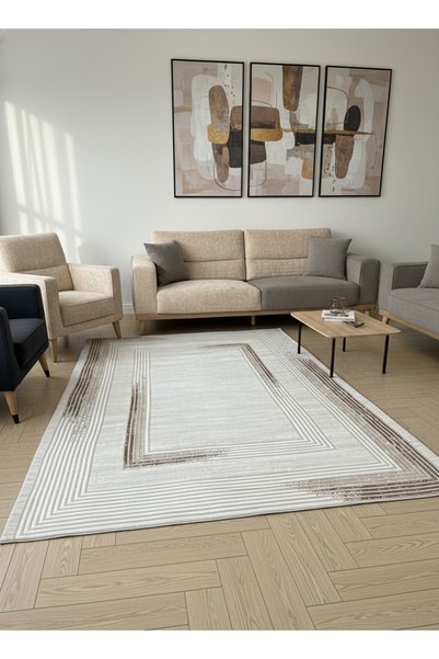ALLGELSİN Plus Size Rug Cover Size 9 m² 250x350 cm or 12 m² 300x400 cm Washable Striped Rug Cover