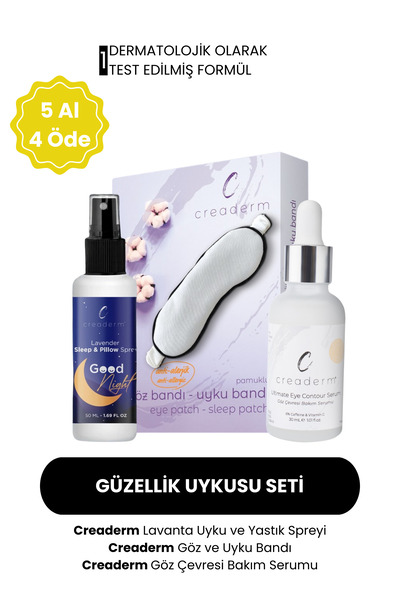 CREADERM Güzellik Uykusu Seti (Uyku Spreyi & Uyku Bandı & Göz Çevresi Serum)