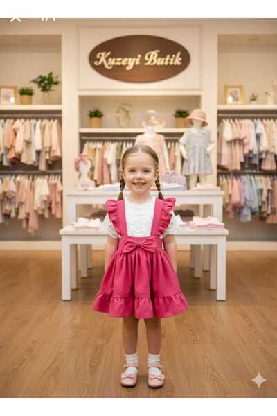 Kuzeyi Butik Kız çocuk bayramlik 23 Nisan küpür detaylı bluz dahil Salopet el...