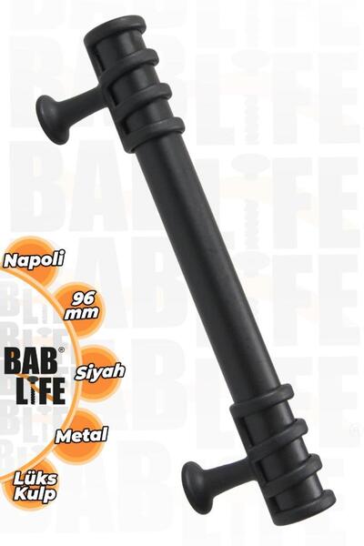 bablife Napoli Mat Siyah Lüks Çekmece Dolap Vestiyer Mobilya Kulpları (96MM,1...