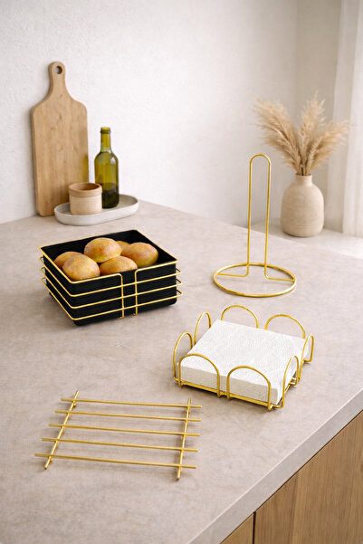 KARTEYA Service Presentation Set and Bread Basket Towel Holder Napkin Holder ...