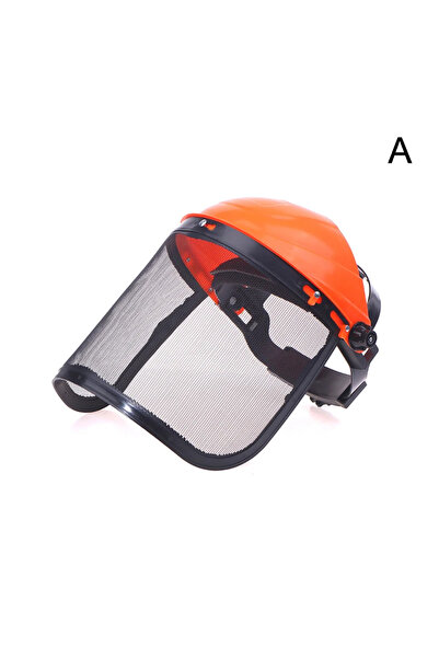 Choice خوذة أمان برتقالية اللون، قطعة واحدة، لجزازة العشب، مزودة بقناع شبكي ك...