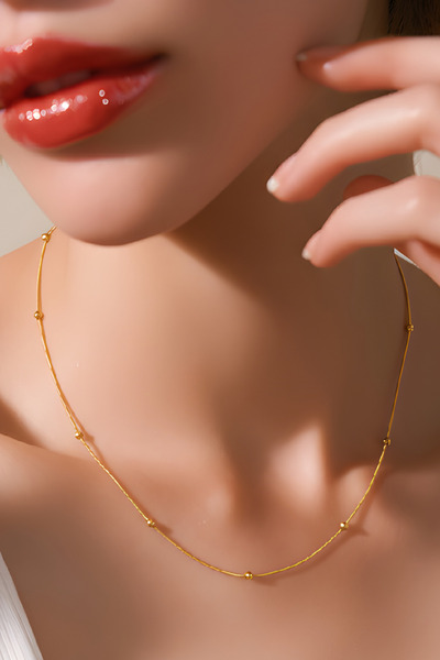 NBS Beautiful Naturel Stones سلسلة دوريكا الفولاذية قلادة فولاذية بلون ذهبي ل...