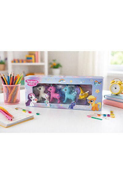 zirve oyuncak Renkli Pony Oyuncak Seti 4'lü – Unicorn Figür Çocuk Oyuncağı Sa...