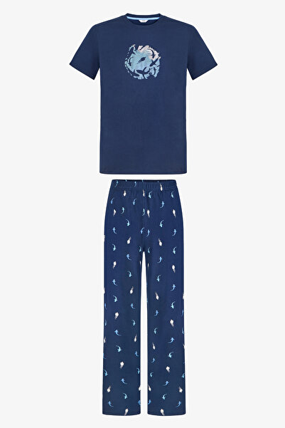 Penti Set de pijamale colorate pentru bărbați, cu tematică marină, pentru noapte