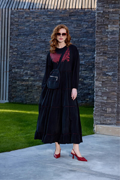 MissWhence Çanta Detaylı Elbise Siyah 37834