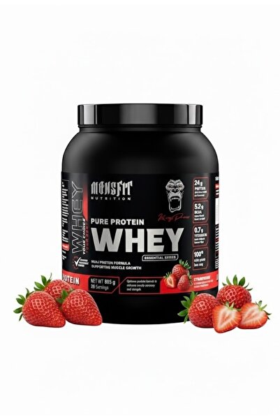 MONSFİT بروتين القمح 885 جرام (26 خدمة) - يساعد على بناء العضلات (نكهة الفراولة)